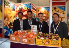 Kittidej Tanadumrongsakd and his colleagues are presenting TT Inter Fruit co., Ltd at the booth. Their main products including durian, pineapple, longan, and lychee.